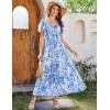 imageGRACE KARIN Womens 2025 Floral Summer VNeck Ruffle Sleeve Empire Waist ALine Casual Maxi Tiered Dress with PocketsWhite Blue Flower