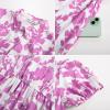 imageGRACE KARIN Womens 2025 Summer Floral Flowy Dresses Boho Tie Belt Short Puff Sleeve A Line Maxi Shirt Dress with PocketWhite Purple