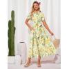 imageGRACE KARIN Womens 2025 Summer Floral Flowy Dresses Boho Tie Belt Short Puff Sleeve A Line Maxi Shirt Dress with PocketYellow Green
