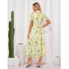 imageGRACE KARIN Womens 2025 Summer Floral Flowy Dresses Boho Tie Belt Short Puff Sleeve A Line Maxi Shirt Dress with PocketYellow Green