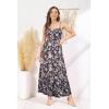 imageGRACE KARIN Womens 2025 Summer Maxi Dress Sleeveless Floral Spaghetti Strap Smocked Boho Beach Long Dress with PocketsBlack Floral