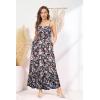 imageGRACE KARIN Womens 2025 Summer Maxi Dress Sleeveless Floral Spaghetti Strap Smocked Boho Beach Long Dress with PocketsBlack Floral