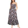 imageGRACE KARIN Womens 2025 Summer Maxi Dress Sleeveless Floral Spaghetti Strap Smocked Boho Beach Long Dress with PocketsBlack Floral