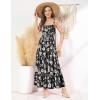 imageGRACE KARIN Womens 2025 Summer Maxi Dress Sleeveless Floral Spaghetti Strap Smocked Boho Beach Long Dress with PocketsBlack Vine