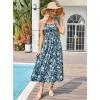 imageGRACE KARIN Womens 2025 Summer Maxi Dress Sleeveless Floral Spaghetti Strap Smocked Boho Beach Long Dress with PocketsBlue Black