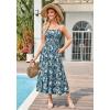 imageGRACE KARIN Womens 2025 Summer Maxi Dress Sleeveless Floral Spaghetti Strap Smocked Boho Beach Long Dress with PocketsBlue Black