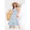 imageGRACE KARIN Womens 2025 Summer Maxi Dress Sleeveless Floral Spaghetti Strap Smocked Boho Beach Long Dress with PocketsBlue Floral