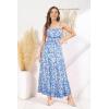 imageGRACE KARIN Womens 2025 Summer Maxi Dress Sleeveless Floral Spaghetti Strap Smocked Boho Beach Long Dress with PocketsBlue Floral Bright