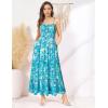 imageGRACE KARIN Womens 2025 Summer Maxi Dress Sleeveless Floral Spaghetti Strap Smocked Boho Beach Long Dress with PocketsBlue Green
