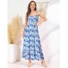 imageGRACE KARIN Womens 2025 Summer Maxi Dress Sleeveless Floral Spaghetti Strap Smocked Boho Beach Long Dress with PocketsBlue Leaves