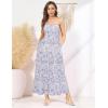 imageGRACE KARIN Womens 2025 Summer Maxi Dress Sleeveless Floral Spaghetti Strap Smocked Boho Beach Long Dress with PocketsBlue White Floral