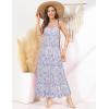 imageGRACE KARIN Womens 2025 Summer Maxi Dress Sleeveless Floral Spaghetti Strap Smocked Boho Beach Long Dress with PocketsBlue White Floral