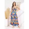 imageGRACE KARIN Womens 2025 Summer Maxi Dress Sleeveless Floral Spaghetti Strap Smocked Boho Beach Long Dress with PocketsBlue Yellow Floral