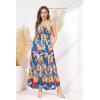 imageGRACE KARIN Womens 2025 Summer Maxi Dress Sleeveless Floral Spaghetti Strap Smocked Boho Beach Long Dress with PocketsBlue Yellow Floral