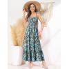 imageGRACE KARIN Womens 2025 Summer Maxi Dress Sleeveless Floral Spaghetti Strap Smocked Boho Beach Long Dress with PocketsBrown Blue