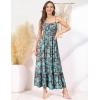 imageGRACE KARIN Womens 2025 Summer Maxi Dress Sleeveless Floral Spaghetti Strap Smocked Boho Beach Long Dress with PocketsBrown Blue