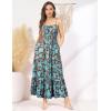imageGRACE KARIN Womens 2025 Summer Maxi Dress Sleeveless Floral Spaghetti Strap Smocked Boho Beach Long Dress with PocketsBrown Blue