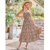 imageGRACE KARIN Womens 2025 Summer Maxi Dress Sleeveless Floral Spaghetti Strap Smocked Boho Beach Long Dress with PocketsBrown Floral