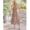 imageGRACE KARIN Womens 2025 Summer Maxi Dress Sleeveless Floral Spaghetti Strap Smocked Boho Beach Long Dress with PocketsBrown Floral