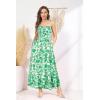 imageGRACE KARIN Womens 2025 Summer Maxi Dress Sleeveless Floral Spaghetti Strap Smocked Boho Beach Long Dress with PocketsGreen Floral