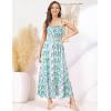 imageGRACE KARIN Womens 2025 Summer Maxi Dress Sleeveless Floral Spaghetti Strap Smocked Boho Beach Long Dress with PocketsGreen Flower