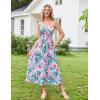 imageGRACE KARIN Womens 2025 Summer Maxi Dress Sleeveless Floral Spaghetti Strap Smocked Boho Beach Long Dress with PocketsGreen Pink Floral