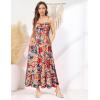 imageGRACE KARIN Womens 2025 Summer Maxi Dress Sleeveless Floral Spaghetti Strap Smocked Boho Beach Long Dress with PocketsNavy Brown