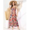 imageGRACE KARIN Womens 2025 Summer Maxi Dress Sleeveless Floral Spaghetti Strap Smocked Boho Beach Long Dress with PocketsNavy Brown