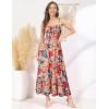 imageGRACE KARIN Womens 2025 Summer Maxi Dress Sleeveless Floral Spaghetti Strap Smocked Boho Beach Long Dress with PocketsNavy Brown