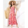 imageGRACE KARIN Womens 2025 Summer Maxi Dress Sleeveless Floral Spaghetti Strap Smocked Boho Beach Long Dress with PocketsPink Orange