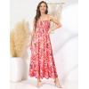 imageGRACE KARIN Womens 2025 Summer Maxi Dress Sleeveless Floral Spaghetti Strap Smocked Boho Beach Long Dress with PocketsPink Orange