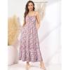 imageGRACE KARIN Womens 2025 Summer Maxi Dress Sleeveless Floral Spaghetti Strap Smocked Boho Beach Long Dress with PocketsPurple Floral