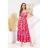 imageGRACE KARIN Womens 2025 Summer Maxi Dress Sleeveless Floral Spaghetti Strap Smocked Boho Beach Long Dress with PocketsPurple Red Floral