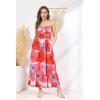 imageGRACE KARIN Womens 2025 Summer Maxi Dress Sleeveless Floral Spaghetti Strap Smocked Boho Beach Long Dress with PocketsRed Floral