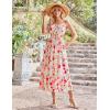 imageGRACE KARIN Womens 2025 Summer Maxi Dress Sleeveless Floral Spaghetti Strap Smocked Boho Beach Long Dress with PocketsRed White Floral