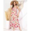 imageGRACE KARIN Womens 2025 Summer Maxi Dress Sleeveless Floral Spaghetti Strap Smocked Boho Beach Long Dress with PocketsRed White Floral