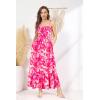 imageGRACE KARIN Womens 2025 Summer Maxi Dress Sleeveless Floral Spaghetti Strap Smocked Boho Beach Long Dress with PocketsRose Red Floral