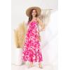 imageGRACE KARIN Womens 2025 Summer Maxi Dress Sleeveless Floral Spaghetti Strap Smocked Boho Beach Long Dress with PocketsRose Red Floral