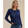 imageGRACE KARIN Womens Cable Knit Cardigan Button Up Sweater Soft Open Front Cardigans Crewneck Long Sleeve OutwearDark Blue