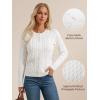 imageGRACE KARIN Womens Cable Knit Cardigan Button Up Sweater Soft Open Front Cardigans Crewneck Long Sleeve OutwearWhite