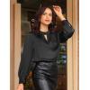 imageGRACE KARIN Womens Dressy Business Casual Tops Long Sleeve Shirts Satin Silk Blouse Work Office Fall Outfits 2025Black