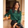 imageGRACE KARIN Womens Dressy Business Casual Tops Long Sleeve Shirts Satin Silk Blouse Work Office Fall Outfits 2025Dark Green