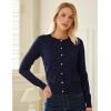 imageGRACE KARIN Womens Lightweight Cardigan Crew Neck Button Up Sweaters Long Sleeve Knit Cardigans with PocketsNavy Blue
