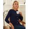 imageGRACE KARIN Womens Lightweight Cardigan Crew Neck Button Up Sweaters Long Sleeve Knit Cardigans with PocketsNavy Blue