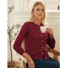 imageGRACE KARIN Womens Lightweight Cardigan Crew Neck Button Up Sweaters Long Sleeve Knit Cardigans with PocketsRed