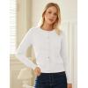 imageGRACE KARIN Womens Lightweight Cardigan Crew Neck Button Up Sweaters Long Sleeve Knit Cardigans with PocketsWhite