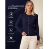 imageGRACE KARIN Womens Lightweight Fall Cardigan Long Sleeve Knit Crop Sweater TrendyButton Open Front Crewneck JacketNavy Blue
