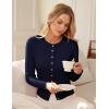 imageGRACE KARIN Womens Lightweight Fall Cardigan Long Sleeve Knit Crop Sweater TrendyButton Open Front Crewneck JacketNavy Blue
