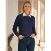 imageGRACE KARIN Womens Merino Wool Blend Sweater Fall Fashion 2025 Long Sleeve Crewneck Pullover TopNavy Blue