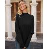imageGRACE KARIN Womens Mock Neck Batwing Sleeve Sweater Loose Knitted Pullover Sweaters Ribbed Sweater TopsBlack
